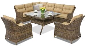 Mobilier de grădină technorattan Toledo Comida 7 Angular Garden Point maro