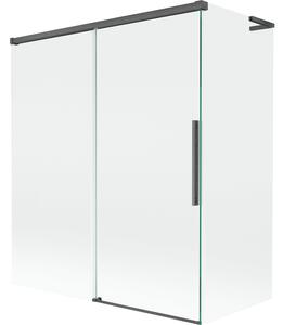 Mexen Rox, paravan de cadă cu 2 aripi, tip L, 140 + 70 x 150 cm, sticlă transparentă de 8 mm, profil grafit periat, 8C9L-140-070-66-00