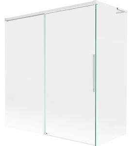 Mexen Rox, paravan de baie culisant L cu 2 aripi 150 + 70 x 150 cm, sticlă transparentă de 8 mm, profil alb, 8C9L-150-070-20-00