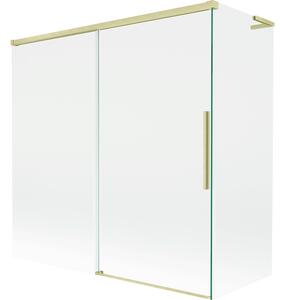 Mexen Rox, paravan de cadă cu 2 aripi, tip L, 160 + 70 x 150 cm, sticlă transparentă de 8 mm, profil auriu mat, 8C9L-160-070-55-00