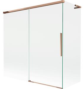Mexen Rox, paravan de baie culisant L cu 2 aripi 160 + 70 x 150 cm, sticlă transparentă de 8 mm, profil auriu-roz, 8C9L-160-070-60-00