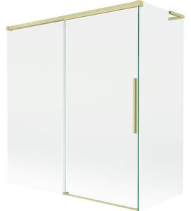 Mexen Rox, paravan de baie culisant L cu 2 aripi 150 + 70 x 150 cm, sticlă transparentă de 8 mm, profil auriu mat, 8C9L-150-070-55-00