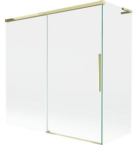 Mexen Rox, paravan cadă cu 2 aripi, tip L, 160 + 75 x 150 cm, sticlă transparentă de 8 mm, profil auriu lucios, 8C9L-160-075-50-00