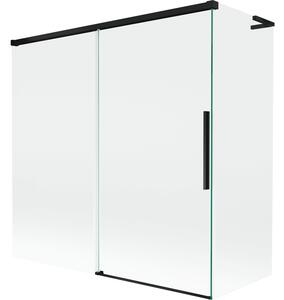 Mexen Rox, paravan de baie culisant L cu 2 aripi 160 + 70 x 150 cm, sticlă transparentă de 8 mm, profil negru mat, 8C9L-160-070-70-00