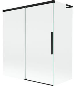 Mexen Rox, paravan de baie culisant L cu 2 aripi 140 + 70 x 150 cm, sticlă transparentă de 8 mm, profil negru mat, 8C9L-140-070-70-00
