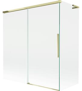 Mexen Rox, paravan cadă cu 2 aripi, tip L, 150 + 70 x 150 cm, sticlă transparentă de 8 mm, profil auriu lucios, 8C9L-150-070-50-00