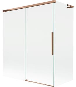 Mexen Rox, paravan de baie culisant L cu 2 aripi 140 + 70 x 150 cm, sticlă transparentă de 8 mm, profil auriu-roz, 8C9L-140-070-60-00