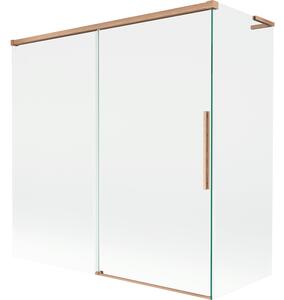 Mexen Rox, paravan de cadă cu 2 aripi, tip L, 160 + 70 x 150 cm, sticlă transparentă de 8 mm, profil mat cupră, 8C9L-160-070-65-00