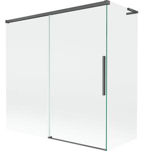 Mexen Rox, paravan de cadă cu 2 aripi, tip L, 160 + 80 x 150 cm, sticlă transparentă de 8 mm, profil grafit periat, 8C9L-160-080-66-00