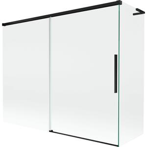 Mexen Rox, paravan de baie culisant L cu 2 aripi 190 + 80 x 150 cm, sticlă transparentă de 8 mm, profil negru mat, 8C9L-190-080-70-00