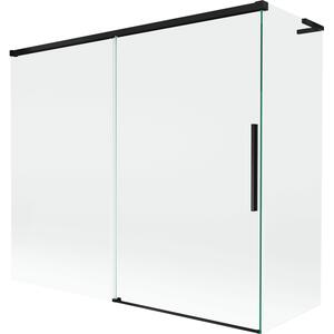 Mexen Rox, paravan de baie culisant L cu 2 aripi 180 + 80 x 150 cm, sticlă transparentă de 8 mm, profil negru mat, 8C9L-180-080-70-00