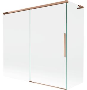 Mexen Rox, paravan de baie cu 2 aripi, tip L, 170 + 70 x 150 cm, sticlă transparentă de 8 mm, profil auriu-roz, 8C9L-170-070-60-00