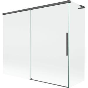 Mexen Rox, paravan de cadă cu 2 aripi, tip L, 180 + 80 x 150 cm, sticlă transparentă de 8 mm, profil grafit periat, 8C9L-180-080-66-00