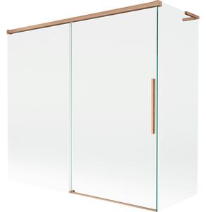 Mexen Rox, paravan de baie culisant L cu 2 aripi 170 + 70 x 150 cm, sticlă transparentă de 8 mm, profil mat cupră, 8C9L-170-070-65-00