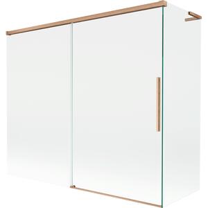 Mexen Rox, paravan de cadă cu 2 aripi, tip L, 180 + 80 x 150 cm, sticlă transparentă de 8 mm, profil mat cupră, 8C9L-180-080-65-00