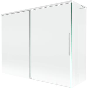 Mexen Rox, paravan de cadă cu 2 aripi, tip L, 190 + 90 x 150 cm, sticlă transparentă de 8 mm, profil alb, 8C9L-190-090-20-00