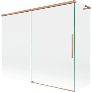 Mexen Rox, paravan cadă cu 2 aripi, tip L, 190 + 90 x 150 cm, sticlă transparentă de 8 mm, profil mat cupră, 8C9L-190-090-65-00