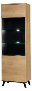 Vitrina SIRAN TYP 2, stejar lefkas, DTD laminat/plastic, 61x40x191 cm
