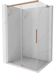 Cabină de duș glisantă Mexen Rox, L 110 x 80 cm, sticlă transparentă de 8 mm, profil mat cupră, 8C2L-110-080-65-00
