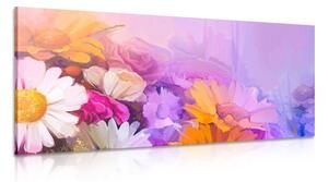 Tablou pictură în ulei a florilor multicolorate