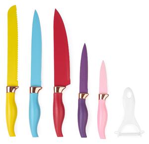 Set premium de cuțite onuvio, 6 piese - include cuțit de chef, cuțit de panificație, cuțit de feliere, cuțit universal, cuțit pentru legume și fructe și ustensilă pentru decojit, aliaj 3cr1
