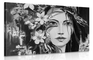 Tablou pictură originală a femei în design alb-negru