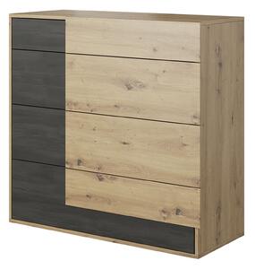 Comoda BAFRA, stejar artisan/pin negru, PAL laminat, 100x40x90 cm