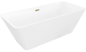 Cadă de baie independentă Mexen Tava cu caneluri 170 x 75 cm, alb lucios, preaplin auriu lucios, 52851707500-50