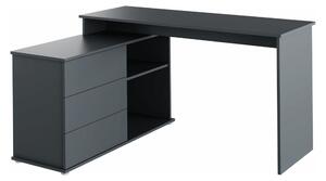Birou de colt TERINO, gri grafit, PAL laminat, 138x50/110x75 cm