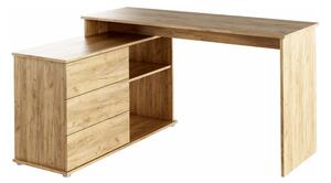 Birou de colt TERINO, stejar artisan, PAL laminat, 138x50/110x75 cm