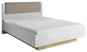 Cadru pat CITY 160x200, alb/stejar grandson, stofa/DTD/metal