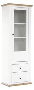 Vitrina LEON MZ4, alb/stejar deschis, PAL laminat, 70x40x200 cm