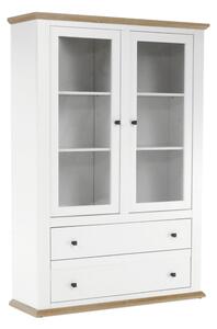 Vitrina LEON MZ5, alb/stejar deschis, PAL laminat, 125x40x180 cm