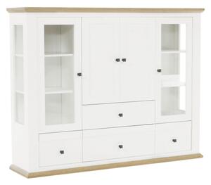 Vitrina LEON MZ6, alb/stejar deschis, PAL laminat, 165x40x130 cm