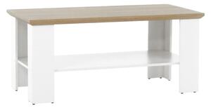 Masuta cafea LEON MZ17, PAL laminat, alb/stejar grand, 120x60x55 cm