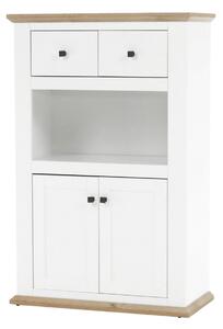 Comoda LEON MZ8, DTD laminat, alb/stejar grand, 85x40x130 cm