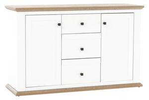 Comoda LEON MZ11, DTD laminat, alb/stejar grand, 140x45x87 cm