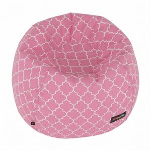 Fotoliu puf GOMBY, roz/alb, material textil, 60x50x60 cm