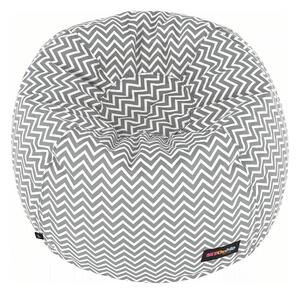 Fotoliu puf GOMBY, gri/alb, material textil, 60x50x60 cm