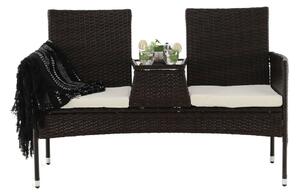 Banca gradina LALIT, maro/crem, ratan artificial/metal, 131x60x82 cm
