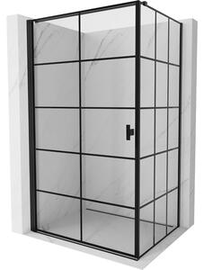 Cabină de duș cu balamale Mexen Mist-B, cu 1 aripă, stânga, 70 x 75 cm, sticlă transparentă - grilă neagră, 8A2T-070-075-70-77-L