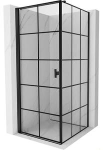 Cabină de duș cu balamale Mexen Mist-B, cu 1 aripă, stânga, 70 x 70 cm, sticlă transparentă - grilă neagră, 8A2T-070-070-70-77-L