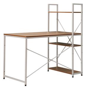 Masa birou VEINA, stejar/alb, DTD laminat/metal, 120x60/64x72/122 cm
