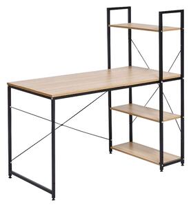 Masa birou VEINA, stejar/negru, PAL melaminat/metal, 120x60x72/122 cm