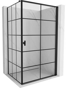 Cabină de duș Mexen Mist-B cu 1 aripă, dreapta, 70 x 75 cm, sticlă transparentă - grilă neagră, 8A2T-070-075-70-77-P
