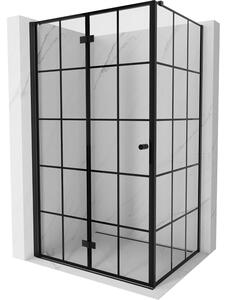 Cabină de duș pliabilă Mexen Mist-F T cu 1 aripă, stânga 110 x 120 cm, sticlă transparentă - grilă neagră, 8A6T-110-120-70-77-L
