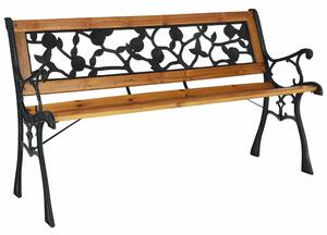 Banca gradina FAIZA, negru/nuc, metal/lemn, 126x52x73 cm