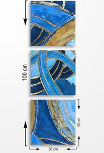Set 3 tablouri MDF0099, MDF, pictura abstracta, albastru, 50x70 cm
