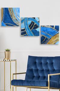 Set 3 tablouri MDF0099, MDF, pictura abstracta, albastru, 50x70 cm