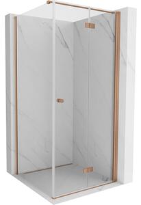 Cabină de duș pliabilă Mexen Mist-F T cu 1 aripă, dreapta, 110 x 110 cm, sticlă transparentă, profil mat cupră, 8A6T-110-110-65-00-P